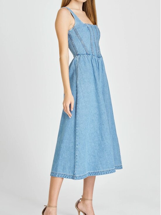 Wayf Dresses & Skirts - WAYF Daisy Sleeveless Denim Midi Dress